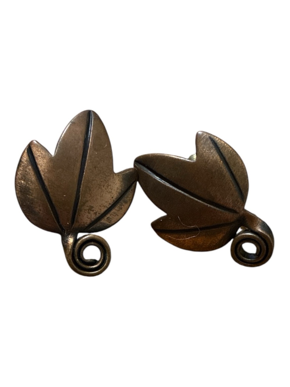 Unisigned Rebajes Copper Leaf Shaped Screw Back Earrings